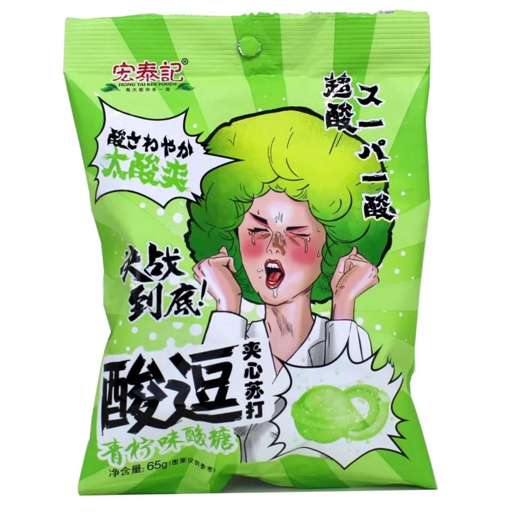 Леденцы кислые со вкусом грейфрукта Hongtaiji 65g, 100 шт по 65 г — фото 1