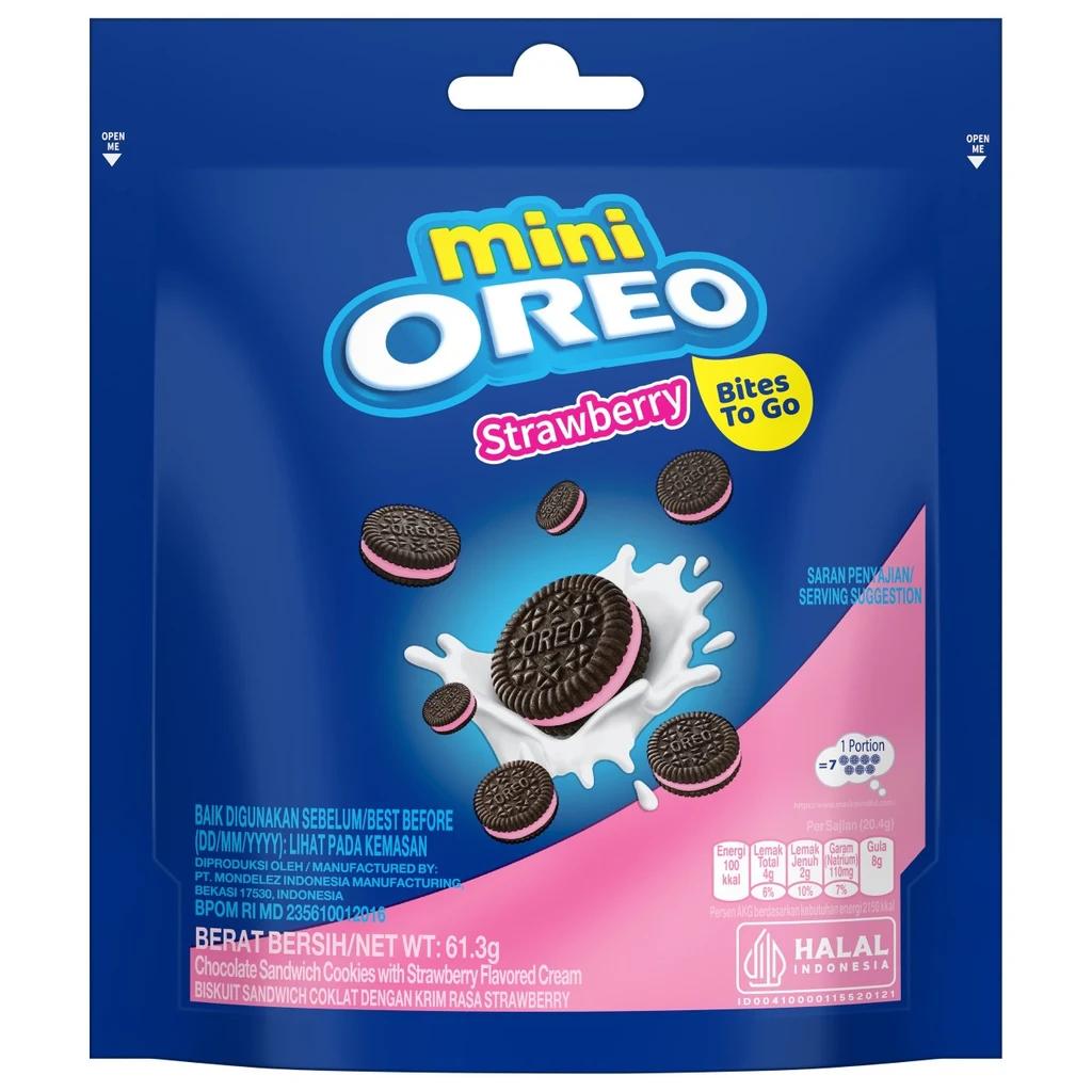 Mini Oreo Strawberry (Орео Мини с Клубничным кремом) пакет, 24 шт по 58,4 г — фото 1