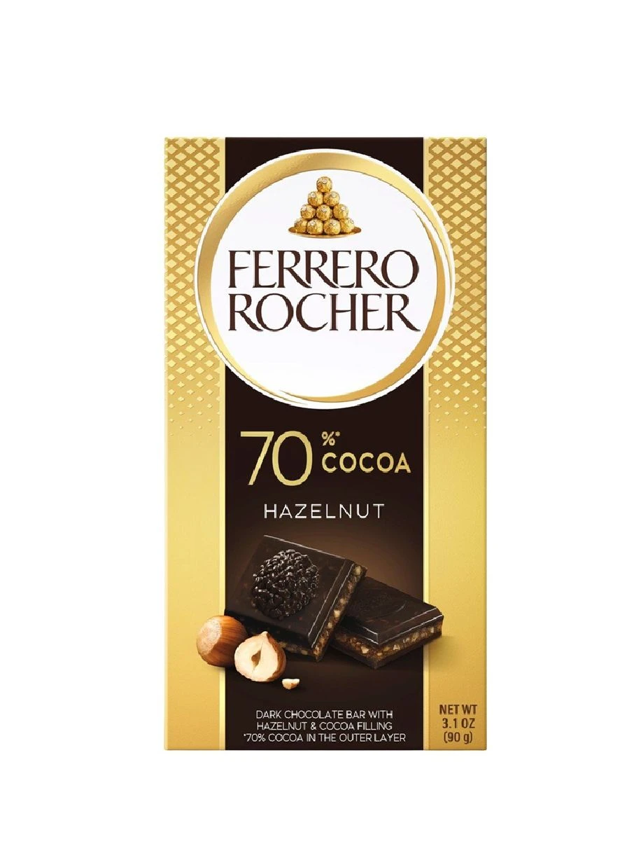 Шоколад Ferrero Rocher 70% Cocoa Hazelnut Какао Фундук 90г (8) — фото 1