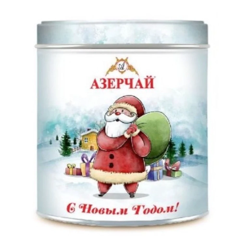 Азерчай Дед Мороз черный+бергамот+имбирь 150-гр ж\б — фото 1