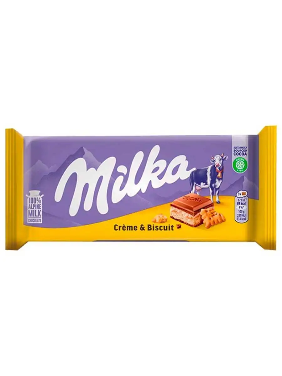 Шок. плитка Milka Cream&Biscuits (Милка Крем и бисквит) 100г (18) — фото 1