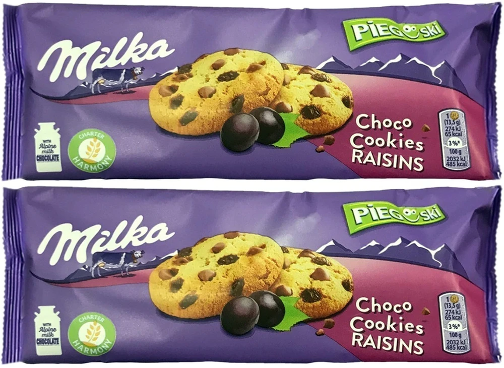 Milka Choco Cookies with Raisins (Милка Печенье Чоко Куки с изюмом) 135гр (24) — фото 1