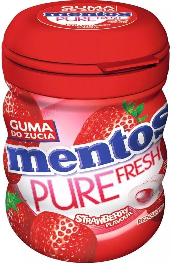 Mentos Pure Fresh Strawberry (Ментос Клубника Жев.резинка) 60гр (6)*4 банка — фото 1