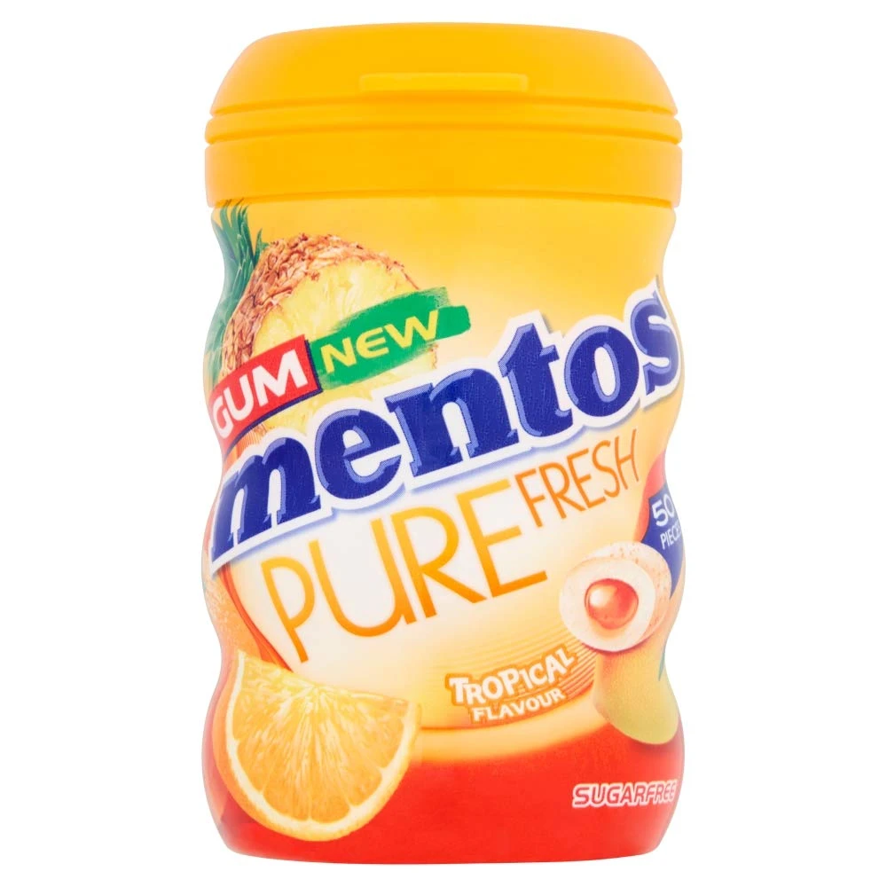 Mentos pure Fresh Tropical (Ментос Тропикал Жев.резинка) 60гр (6)*4 банка — фото 1