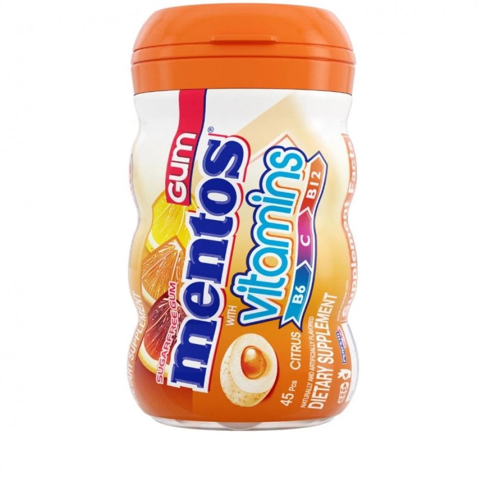 Mentos Vitamin Сitrus (Ментос Витаминный Цитрус Жев.резинка) 50гр (6)*4 — фото 1