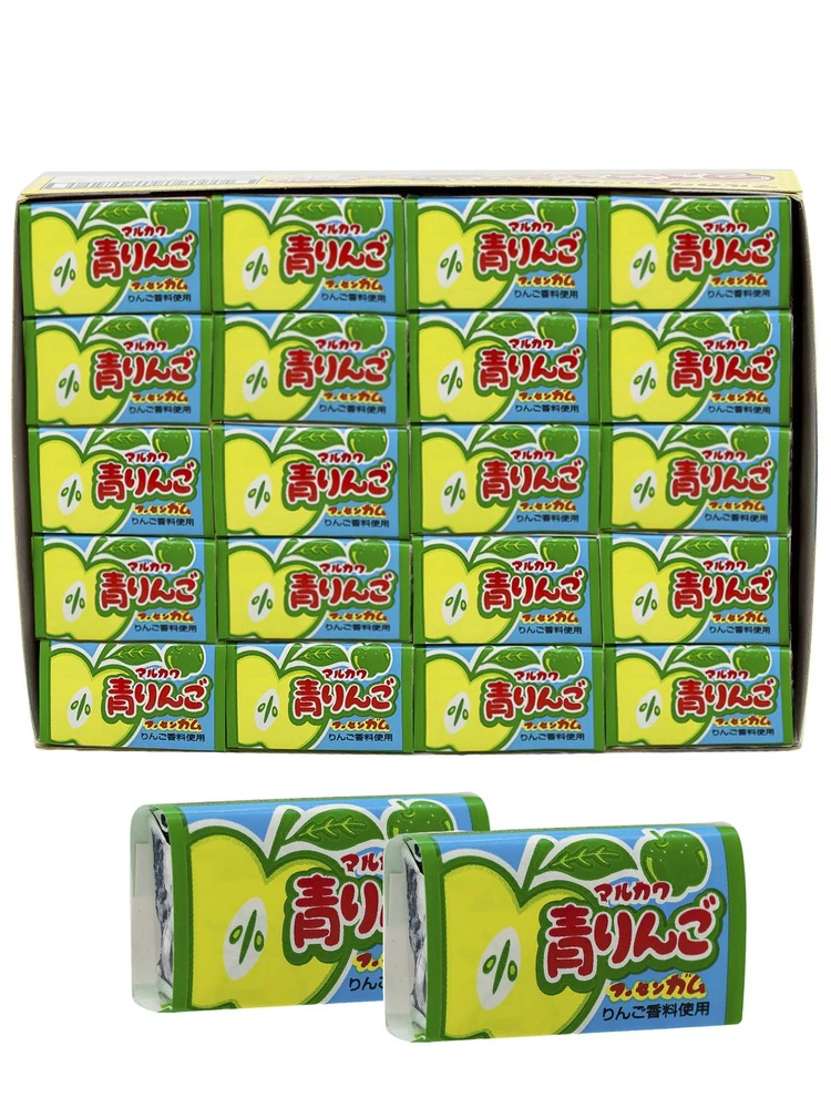 Marukawa Жев. резинка 4,3г Green Gum Apple (Яблоко) Красящая язык — фото 1
