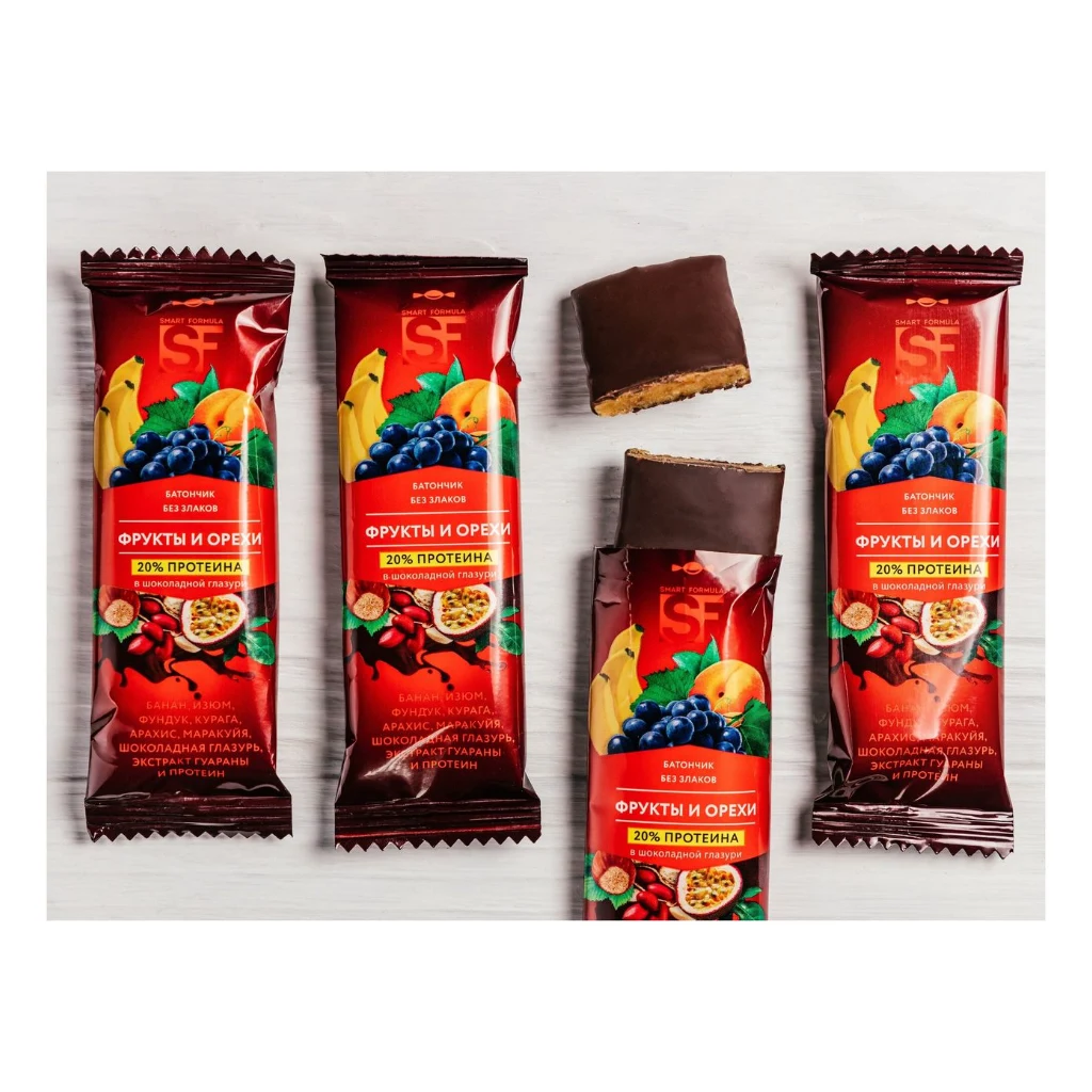 Батончик Smart Formula.Фрукты,орехи и прот в гор шок 40гр.1/6бл 15шт — фото 1