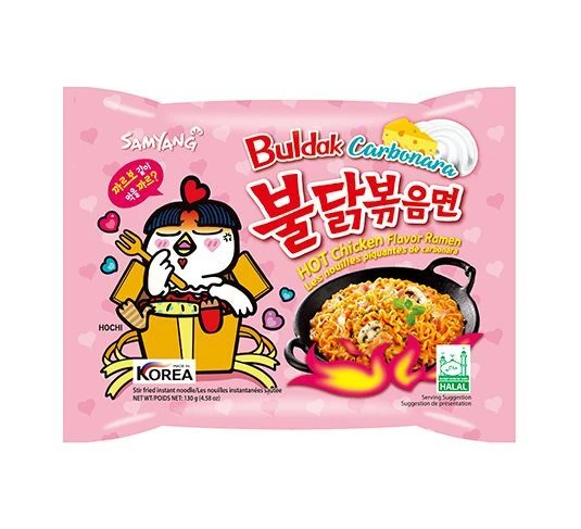 Лапша Samyang 130г Hot Chickeflavor Ramen Carbo острая со вкусом курицы в соуса карбонара — фото 1