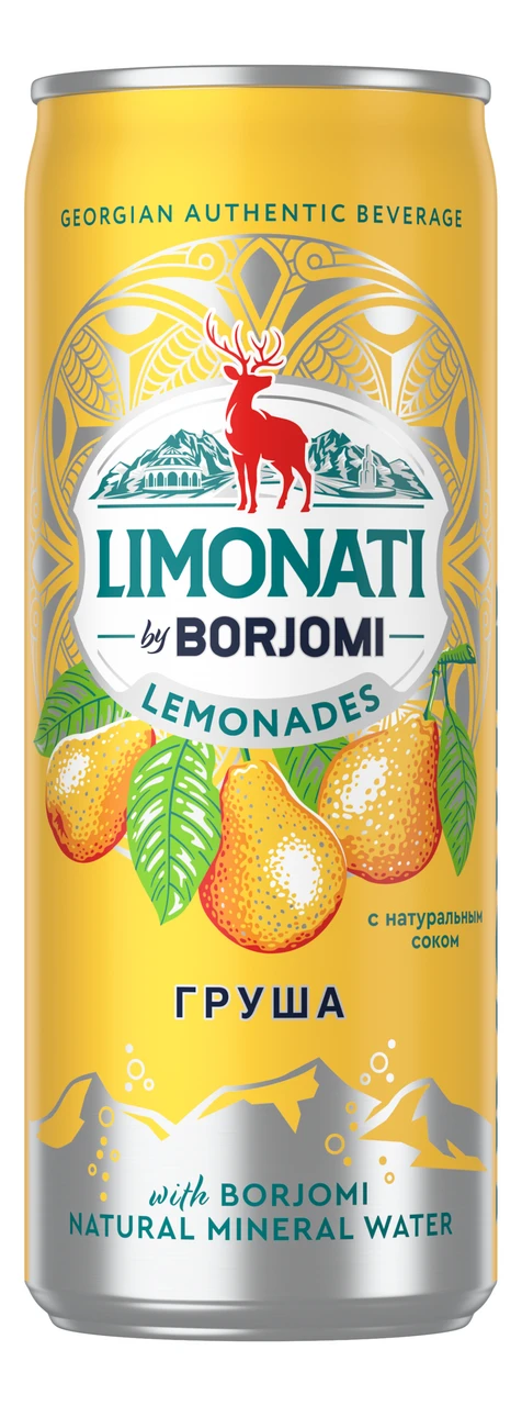 BORJOMI с натуральным соком Груши газ. 330мл (12) ж.б. — фото 1