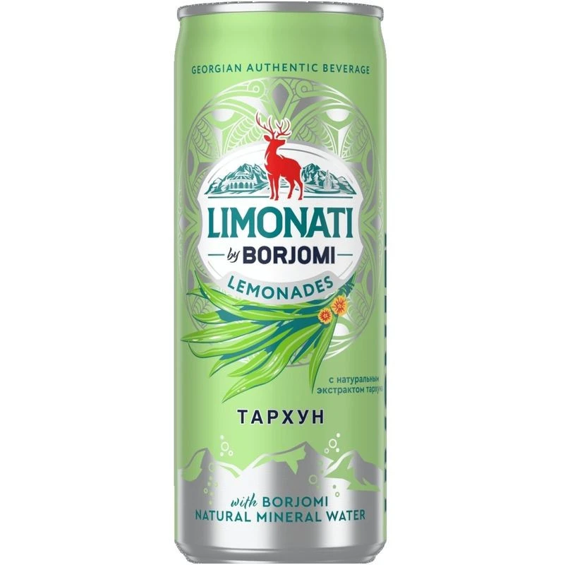 BORJOMI с натуральным соком Тархун газ. 330мл (12) ж.б. — фото 1