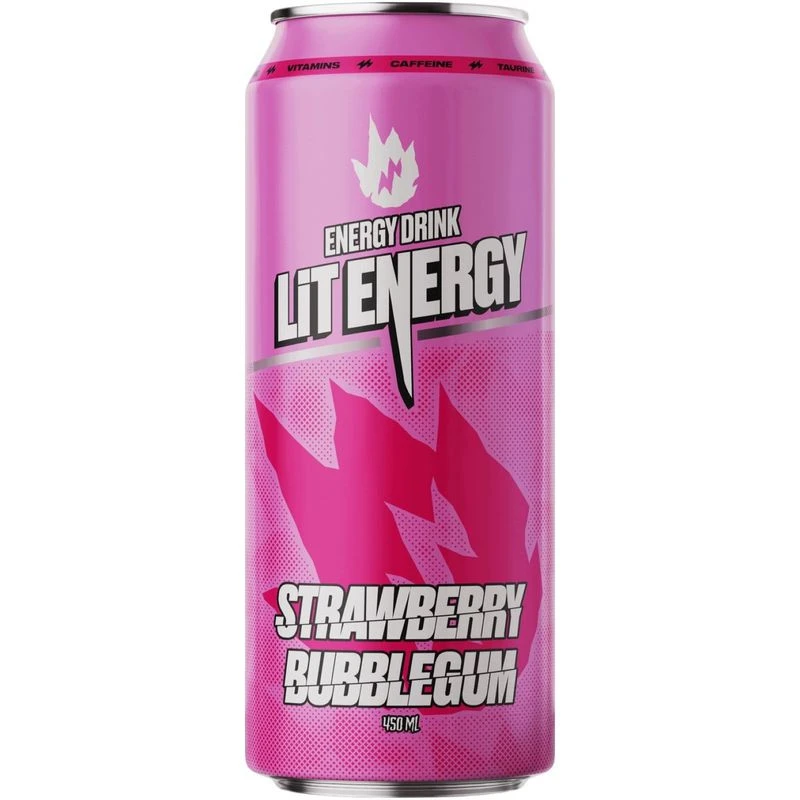 Энерг. напиток LiT ENERGY Strawberry Bubblegum (Клубничная жевачка) 450мл (12) — фото 1
