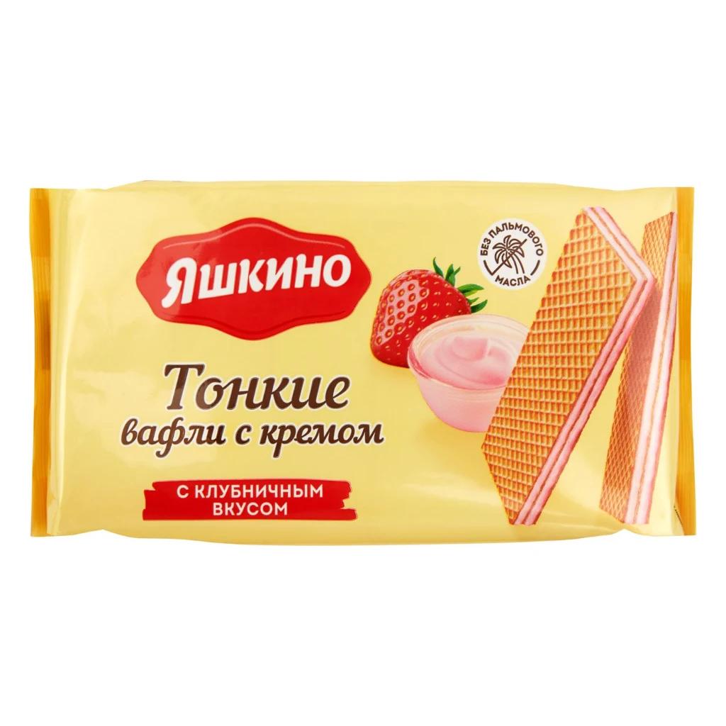 Вафли тонкие Яшкино с кремом с клубнич вкусом, 26 шт по 144 г — фото 1