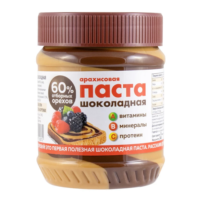 Арахисовая паста (Азбука Продуктов) шоколадная 340гр — фото 1