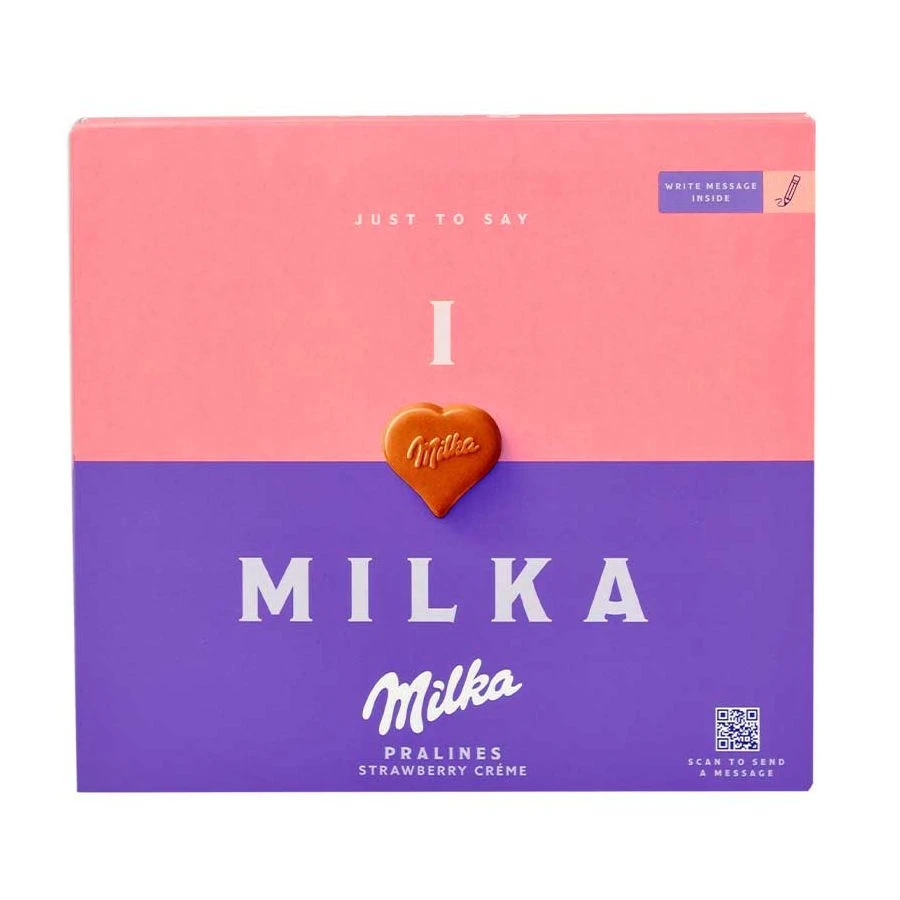 Конфеты Milka "From the Heart" Strawberry Creme (Милка "От Сердца" Клубничный крем) 110г (10) — фото 1