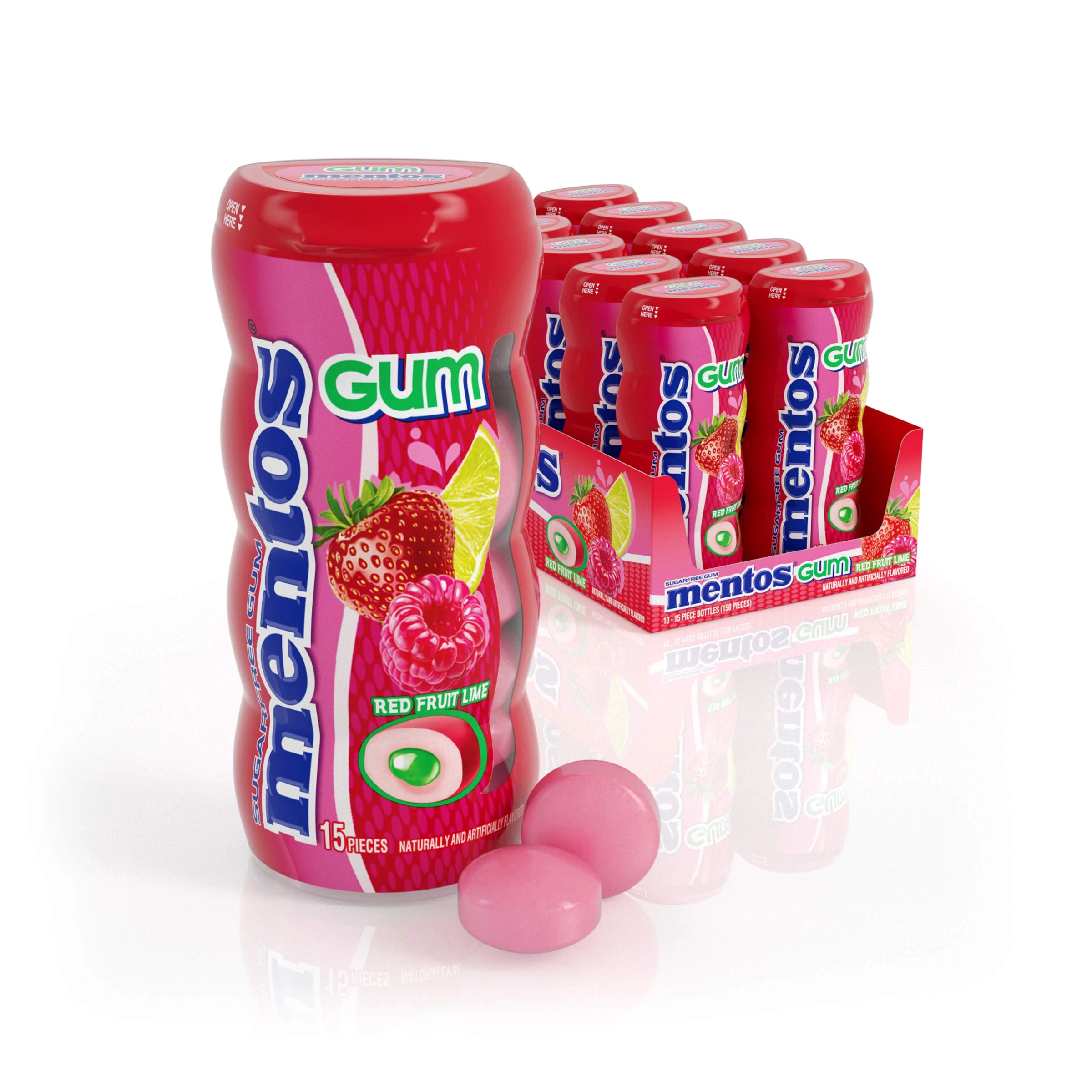 Mentos Gum Red Fruit Lime (Ментос Жев. Резинка Фрукты Лайм) 30г (10)*12