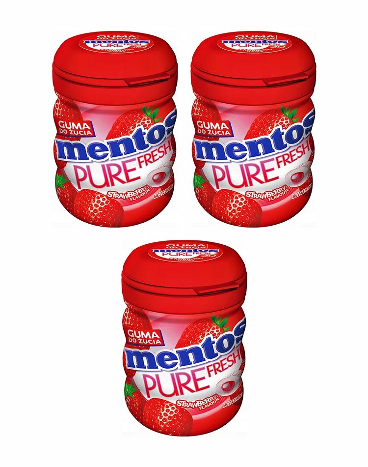 Mentos Gum Strawberry (Ментос Жев. резинка Клубника) 30гр (10)*12