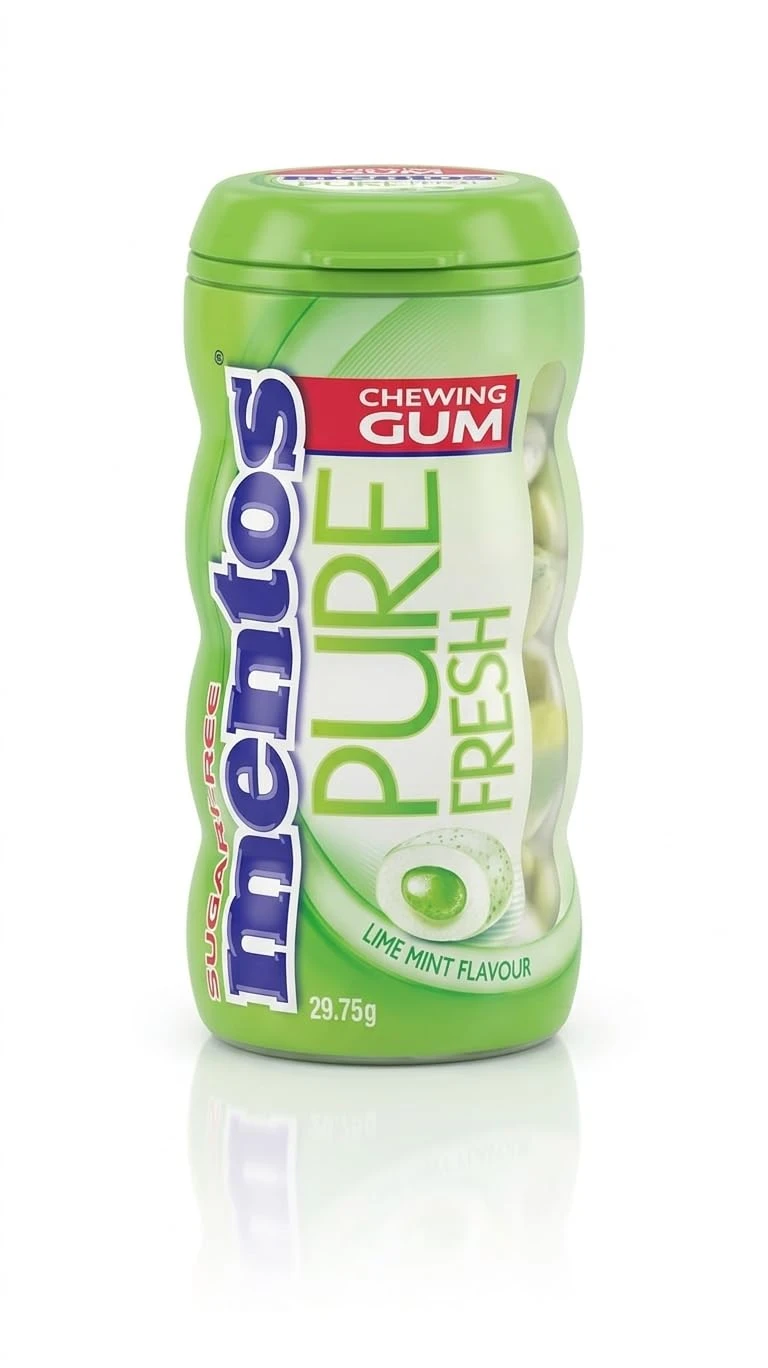 Mentos Pure Fresh Lime (Ментос Лайм Жев.резинка банка) 60гр (6)*4 банка