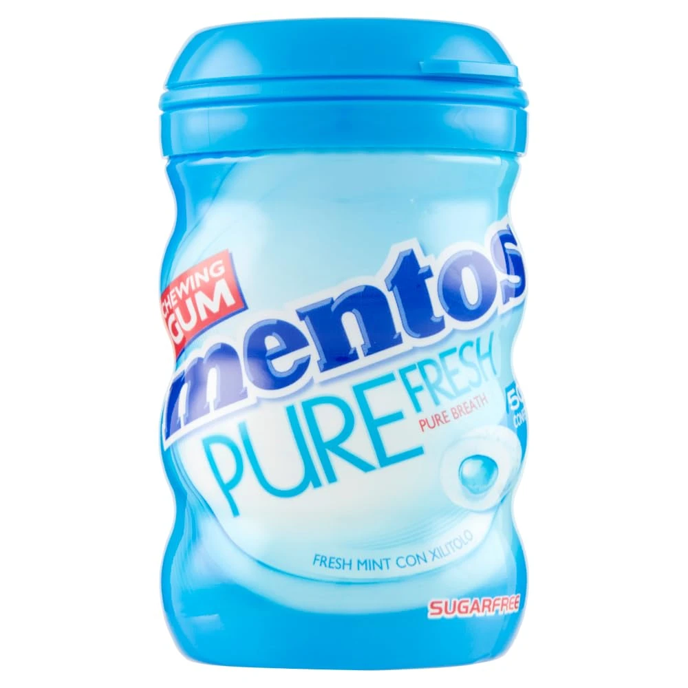 Mentos Pure Fresh Mint (Ментос Свежая Мята жев.резинка) 60г (6)*4 банка — фото 1