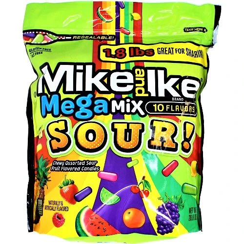Mike and Ike Mega Sour Mix (Конфеты Кислый Мега Микс) 120г — фото 1