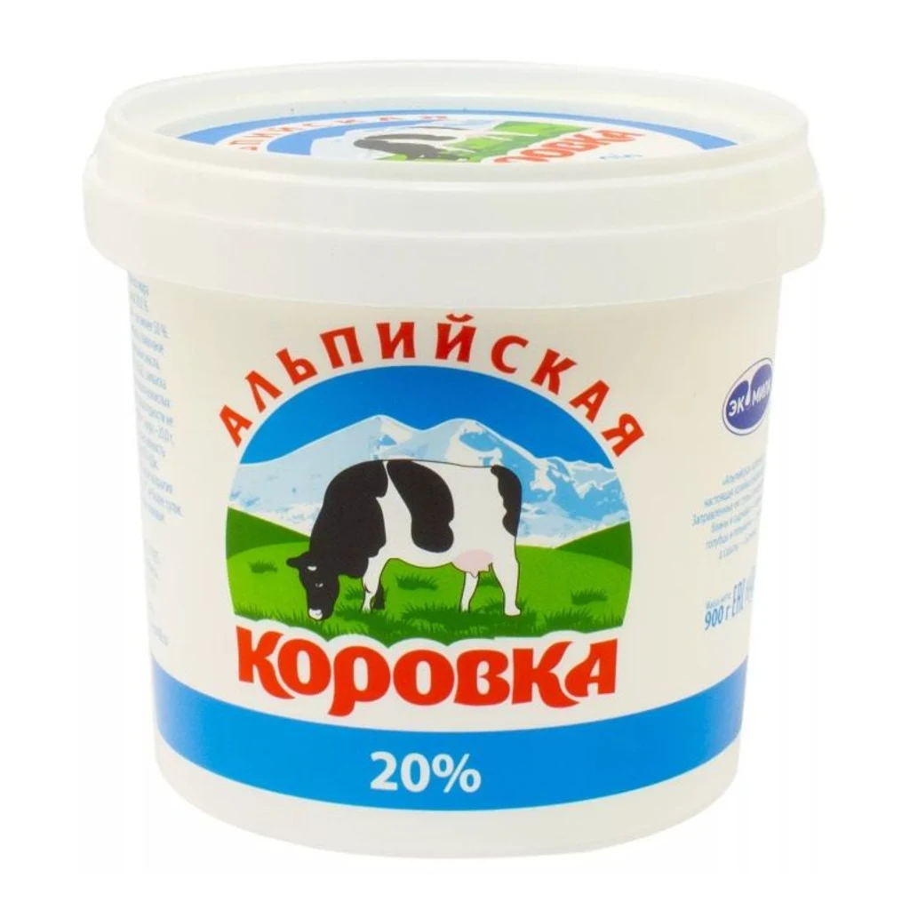 Сметана Альпийская коровка 20% 400гр