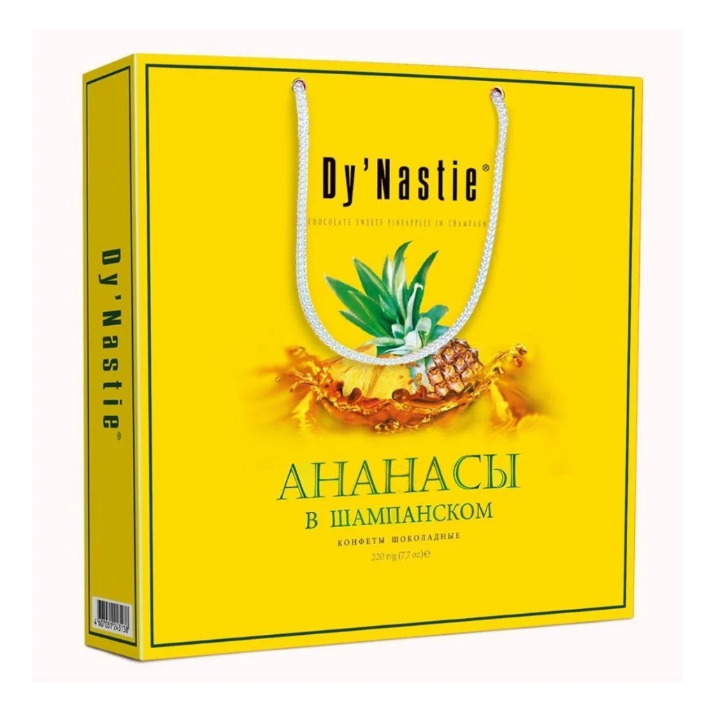 Набор Сумка Ананасы в шампанском 220-гр 5 шт (Династия,Астория) — фото 1