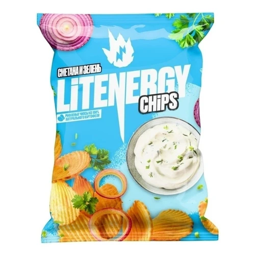 Чипсы LiT ENERGY Сметана и Лук 120г (10)