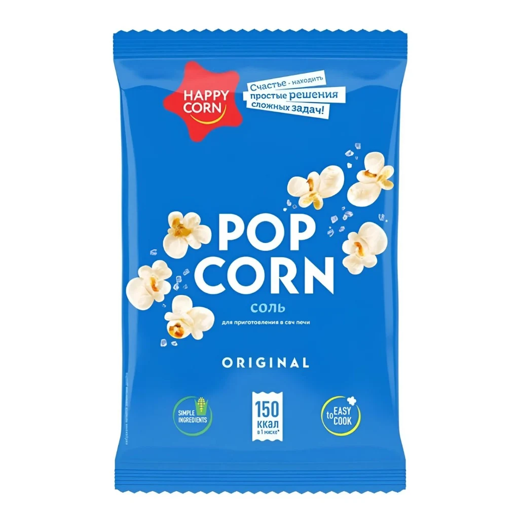 Попкорн "Happy Corn" для СВЧ 100-гр 20шт СОЛЬЮ