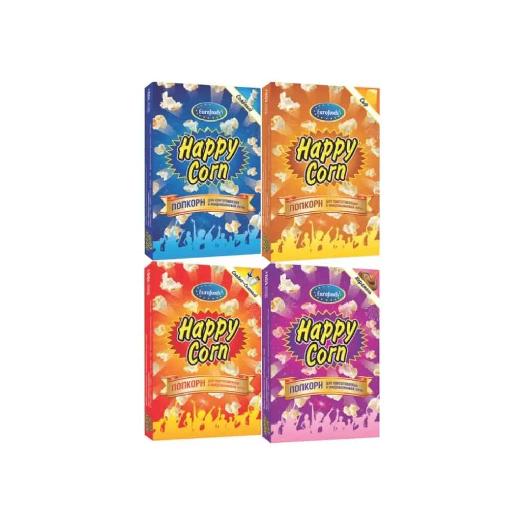 Попкорн Happy Corn для СВЧ Ассорти 100гр.1/20шт — фото 1