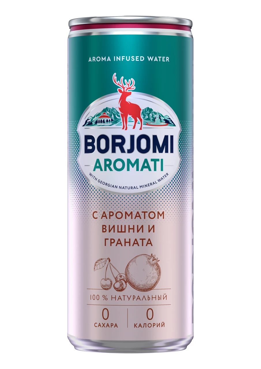 BORJOMI со вкусом Вишня-Гранат газ. 330мл (12) ж.б. — фото 1