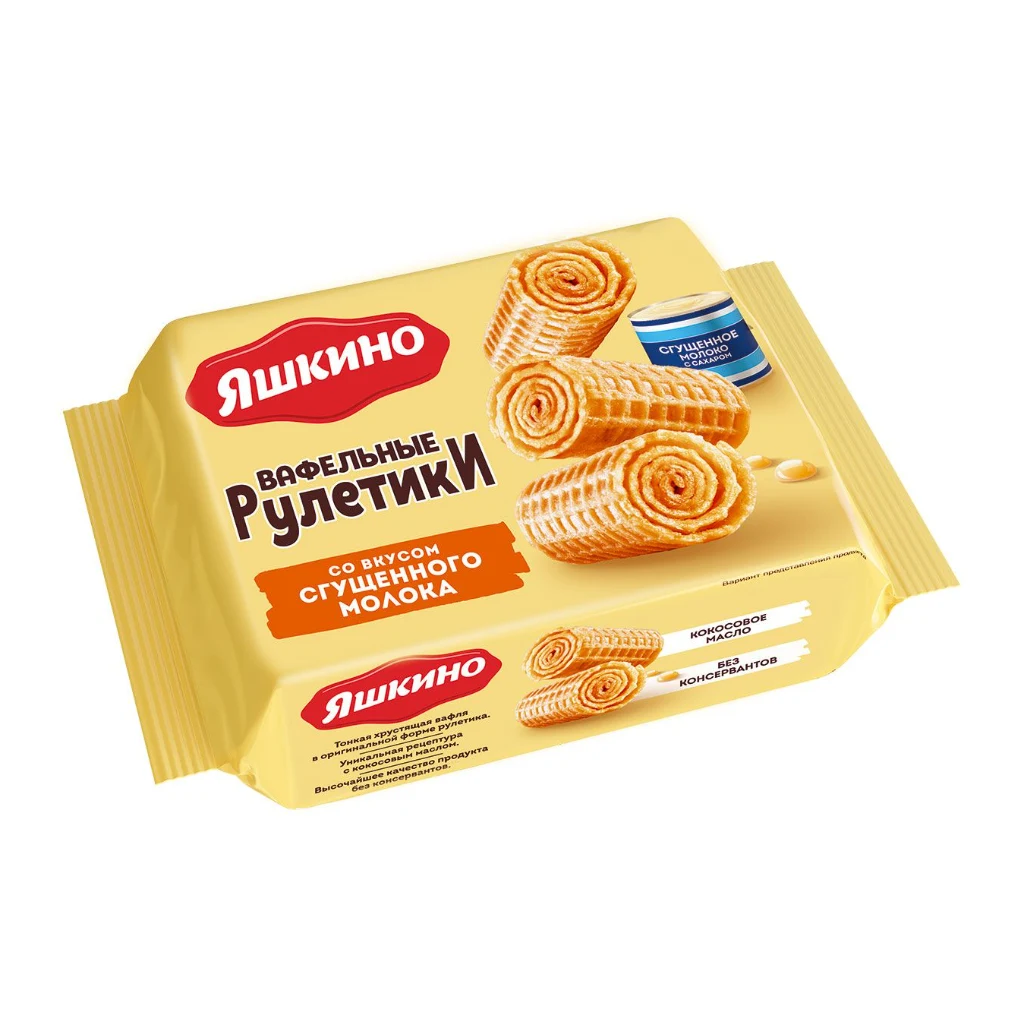 Вафельные рулетики ЯШКИНО 160-гр Сгущ.молоко 24шт — фото 1